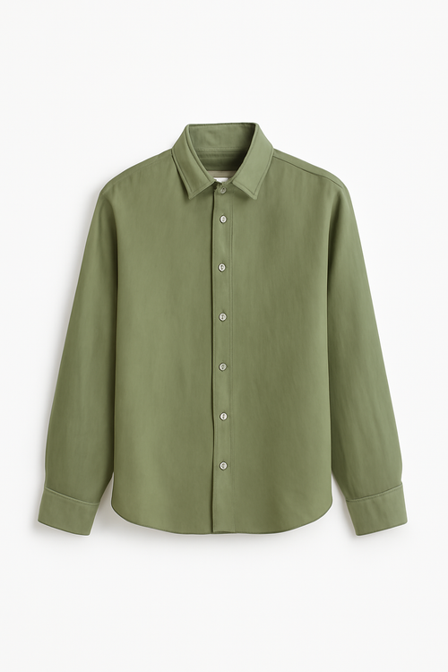 100% OLIVE LINEN SHIRT