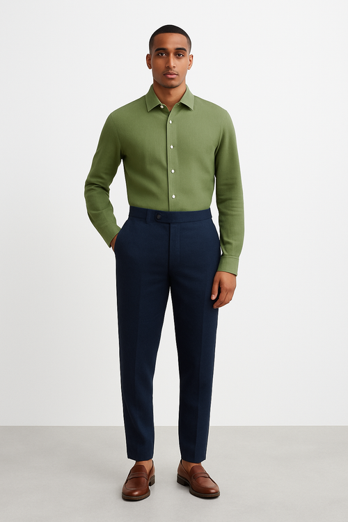 100% OLIVE LINEN SHIRT